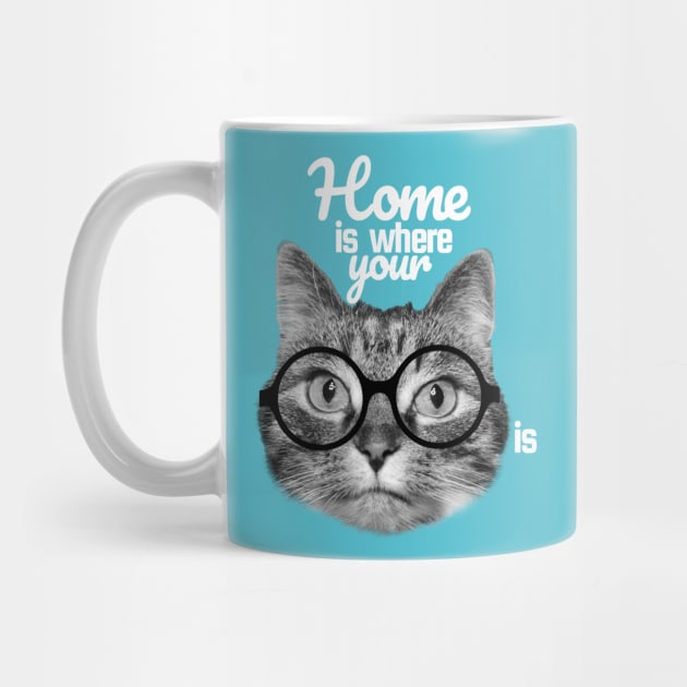 Home is where your cat is, sweet cat wearing eyeglasses by Purrfect